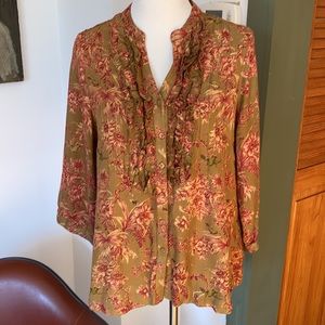 🌟3 for $25/April Cornell Bird and Flower Blouse